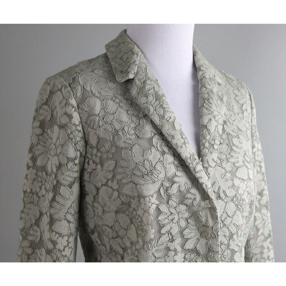 J.CREW COLLECTION $228 Beige Floral Lace Lined Light Blazer Jacket Top Size 2 - Picture 3 of 6